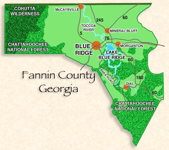 Fannin County, Blue Ridge, McCaysville, Mineral Bluff, Morganton, Epworth, Dial and the Aska Adventure Area